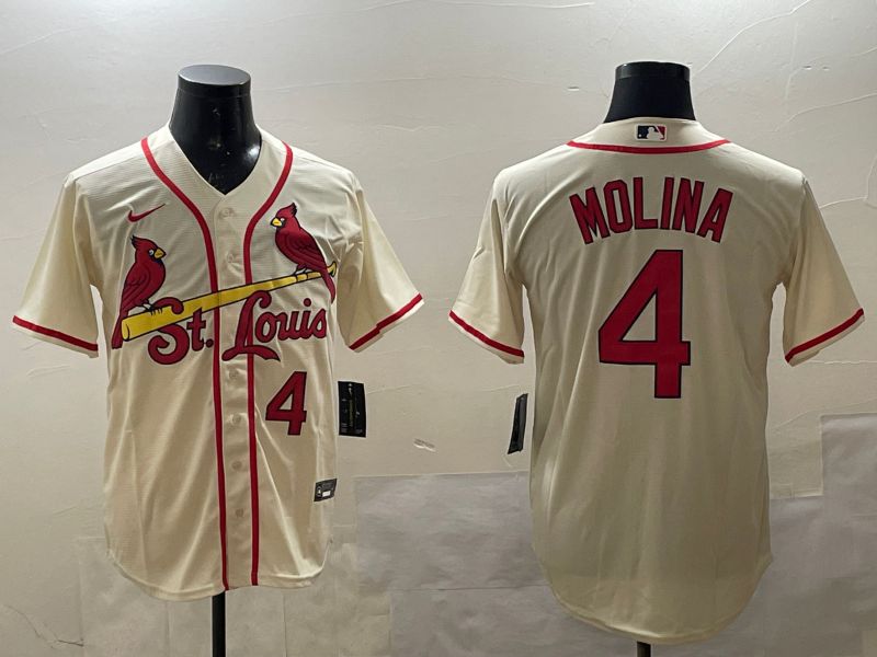 Men St.Louis Cardinals #4 Molina Cream Game 2025 Nike MLB Jersey style 1->st.louis cardinals->MLB Jersey